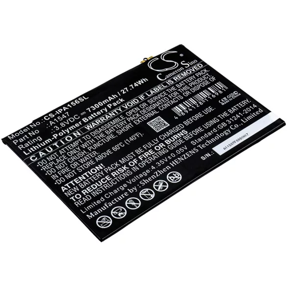 Utángyártott Apple Tablet Li-Polymer akkumulátor 3.8V 7300mAh A1547 - CameronSino