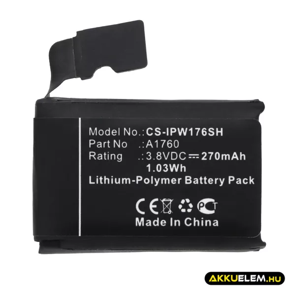 Utángyártott Apple Okosóra Li-Polymer akkumulátor 3.8V 270mAh A1760 - CameronSino