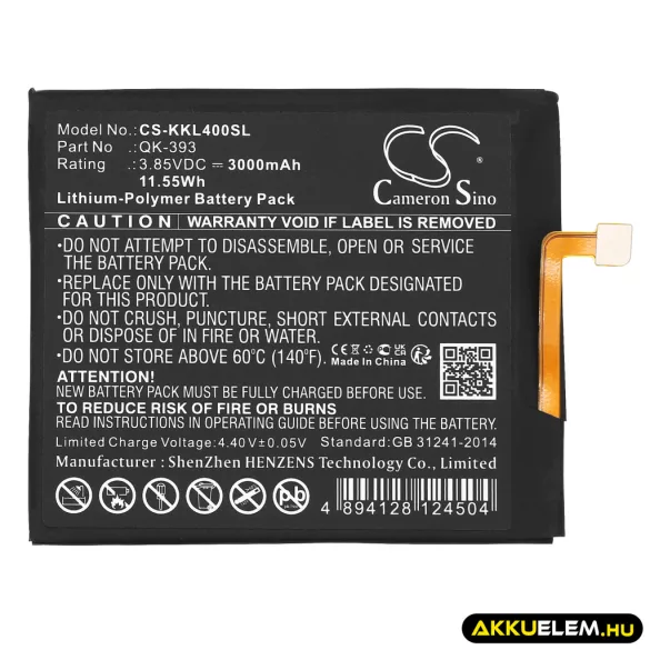 Utángyártott 360 mobil Li-Polymer akkumulátor 3.85V 3000mAh QK-393 - CameronSino
