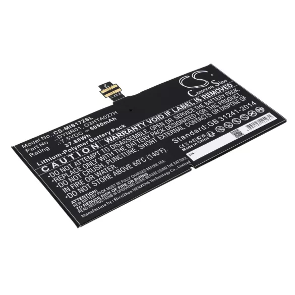 Utángyártott Microsoft Tablet Li-Polymer akkumulátor 7.5V 5050mAh DYNR01, G3HTA027H - CameronSino
