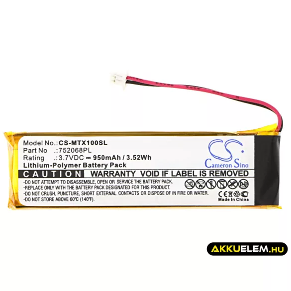 Utángyártott Midland Vezeték nélküli fejhallgató Li-Polymer akkumulátor 3.7V 950mAh 752068PL - CameronSino
