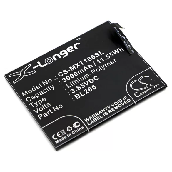 Utángyártott Motorola mobil Li-Polymer akkumulátor 3.85V 3000mAh BL265 - CameronSino