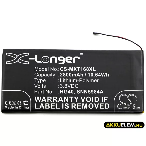 Utángyártott Motorola mobil Li-Polymer akkumulátor 3.8V 2800mAh HG40, SNN5984A - CameronSino