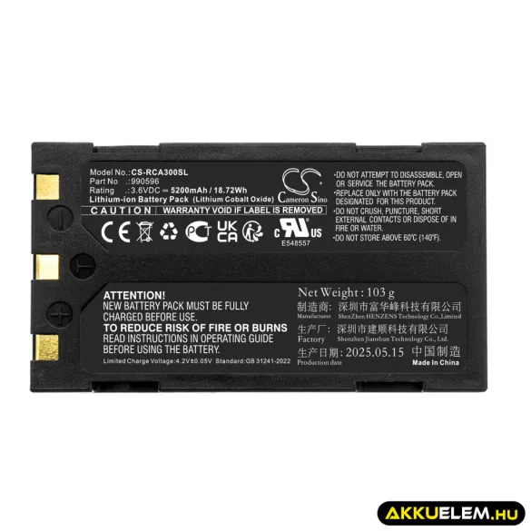 Utángyártott Trotech Hőkamera Li-ion akkumulátor 3.6V 5200mAh - CameronSino