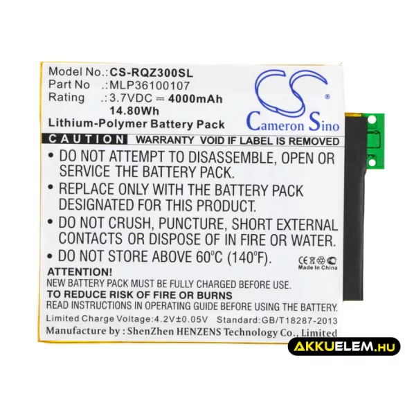 Utángyártott Verizon Tablet Li-Polymer akkumulátor 3.7V 4000mAh MLP36100107, SQU-1408 - CameronSino