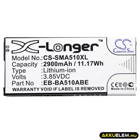 Utángyártott Samsung mobil Li-ion akkumulátor 3.85V 2900mAh EB-BA510ABE, GH43-04563A - CameronSino