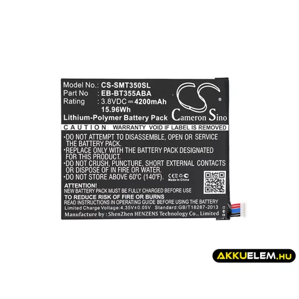 Utángyártott Samsung Tablet Li-Polymer akkumulátor 3.8V 4200mAh EB-BT355ABA - CameronSino