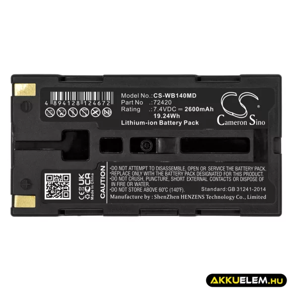 Utángyártott Welch-Allyn Orvosi Li-ion akkumulátor 7.4V 2600mAh 72420 - CameronSino