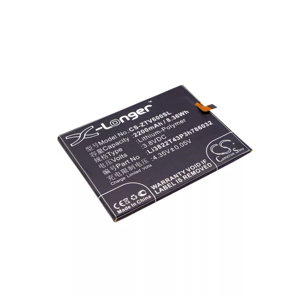 Utángyártott ZTE mobil Li-Polymer akkumulátor 3.8V 2200mAh Li3822T43P3h786032 - CameronSino