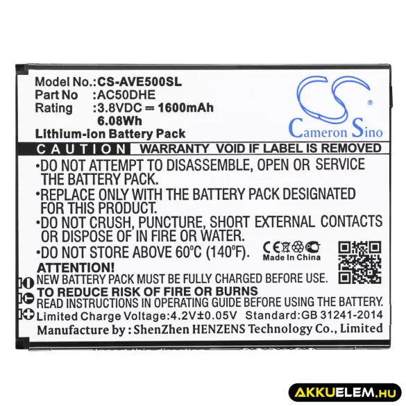 Utángyártott Archos mobil Li-ion akkumulátor 3.8V 1600mAh AC50DHE - CameronSino