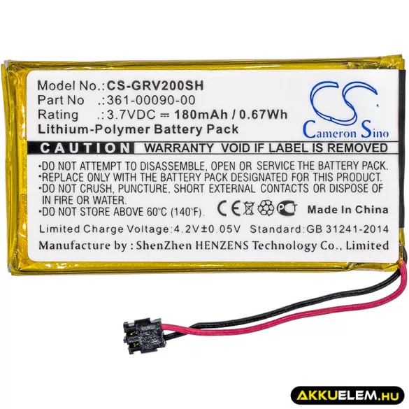 Utángyártott Garmin Okosóra Li-Polymer akkumulátor 3.7V 180mAh 361-00090-00 - CameronSino