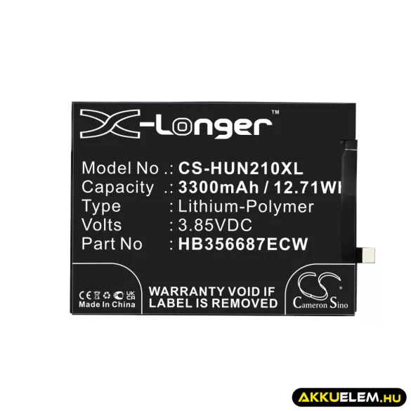 Utángyártott Huawei mobil Li-Polymer akkumulátor 3.85V 3300mAh HB356687ECW - CameronSino