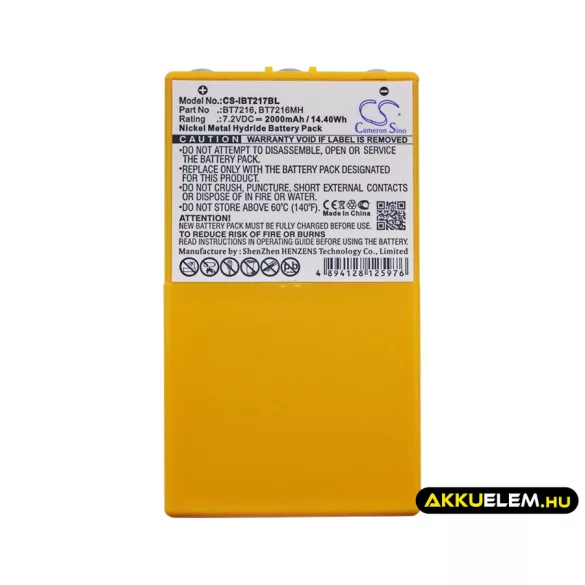 Utángyártott Itowa Daru távirányító Ni-MH akkumulátor 7.2V 2000mAh BT7216, 26.105 SÁRGA - CameronSino
