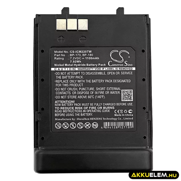 Utángyártott Icom adó-vevő rádió Ni-MH akkumulátor 7.2V 1100mAh BP-173, BP-180 - CameronSino
