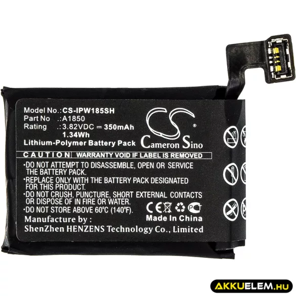 Utángyártott Apple Okosóra Li-Polymer akkumulátor 3.82V 350mAh A1850 - CameronSino