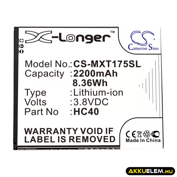 Utángyártott Motorola mobil Li-ion akkumulátor 3.8V 2200mAh HC40 - CameronSino
