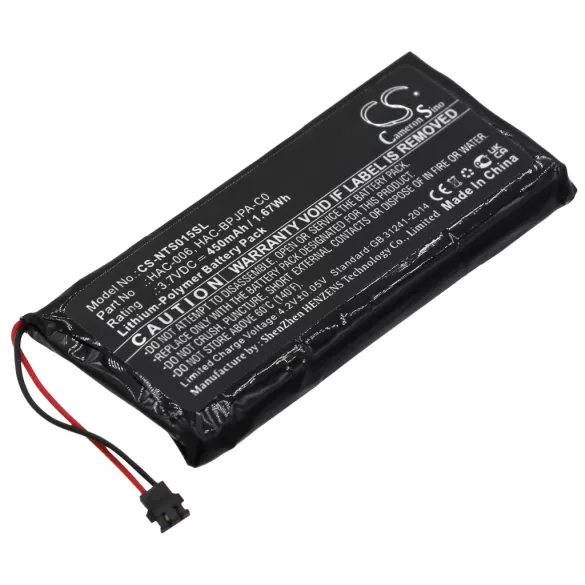 Utángyártott Nintendo Játékkonzol Li-Polymer akkumulátor 3.7V 450mAh HAC-006, HAC-BPJPA-C0 - CameronSino