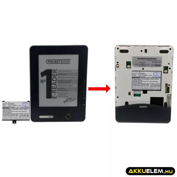 Utángyártott Pocketbook E-könyv Li-ion akkumulátor 3.7V 1100mAh 1ICP4/40/60 1S1P - CameronSino