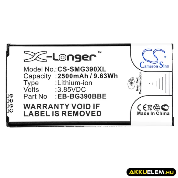 Utángyártott Samsung mobil Li-ion akkumulátor 3.85V 2500mAh EB-BG390BBE, EB-BG390BBEGWW - CameronSino