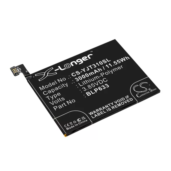 Utángyártott OnePlus mobil Li-Polymer akkumulátor 3.85V 3000mAh BLP633 - CameronSino