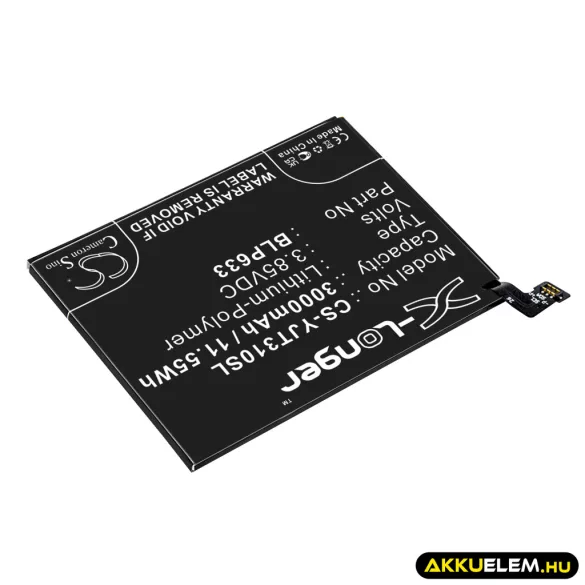 Utángyártott OnePlus mobil Li-Polymer akkumulátor 3.85V 3000mAh BLP633 - CameronSino