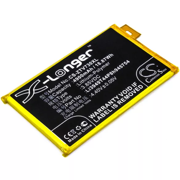 Utángyártott ZTE mobil Li-Polymer akkumulátor 3.85V 4900mAh Li3949T44P8h945754 - CameronSino