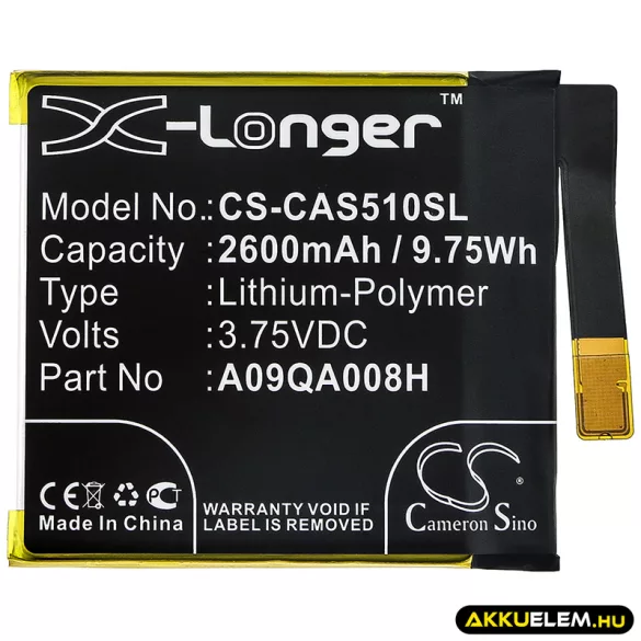 Utángyártott CAT mobil Li-Polymer akkumulátor 3.75V 2600mAh A09QA008H, 023.B0008.0061 - CameronSino