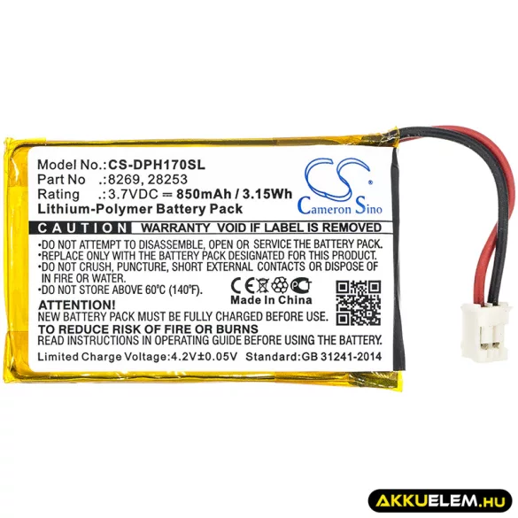 Utángyártott Marmitek biztonsági kamera Li-Polymer akkumulátor 3.7V 850mAh 8269, 28253 - CameronSino