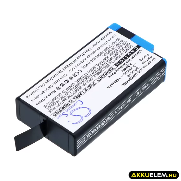 Utángyártott GoPro Kamera Li-ion akkumulátor 3.85V 1400mAh SPCC1B, 601-26762-000 - CameronSino