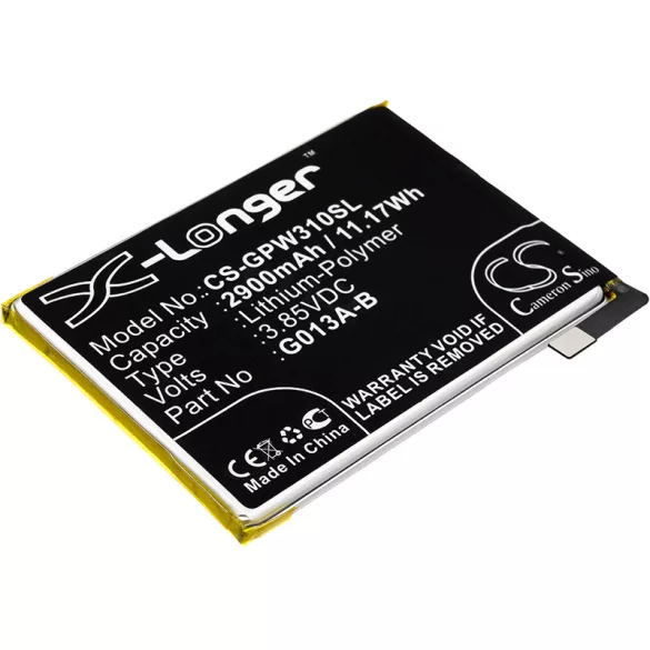 Utángyártott Google mobil Li-Polymer akkumulátor 3.85V 2900mAh G013A-B, 823-00073-01 - CameronSino