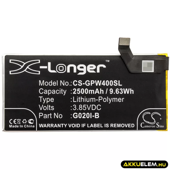 Utángyártott Google mobil Li-Polymer akkumulátor 3.85V 2500mAh G020I-B - CameronSino