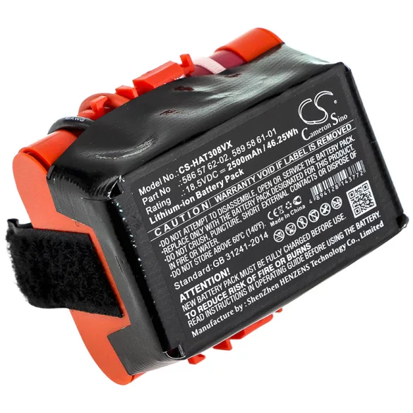 Utángyártott Husqvarna Fűnyíró Li-ion akkumulátor 18.5V 2500mAh 586 57 62-02, 589 58 61-01 - CameronSino