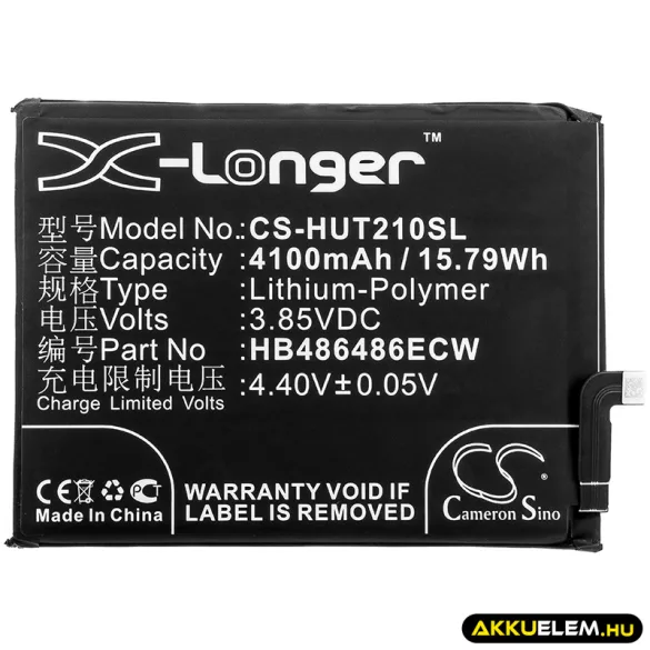 Utángyártott Huawei mobil Li-Polymer akkumulátor 3.85V 4100mAh HB486486ECW - CameronSino