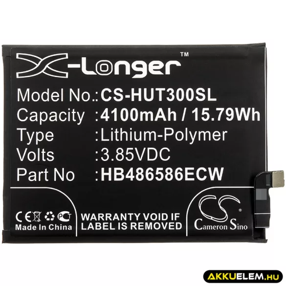 Utángyártott Huawei mobil Li-Polymer akkumulátor 3.85V 4100mAh HB486586ECW - CameronSino