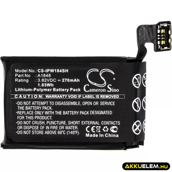 Utángyártott Apple Okosóra Li-Polymer akkumulátor 3.82V 270mAh A1848 - CameronSino