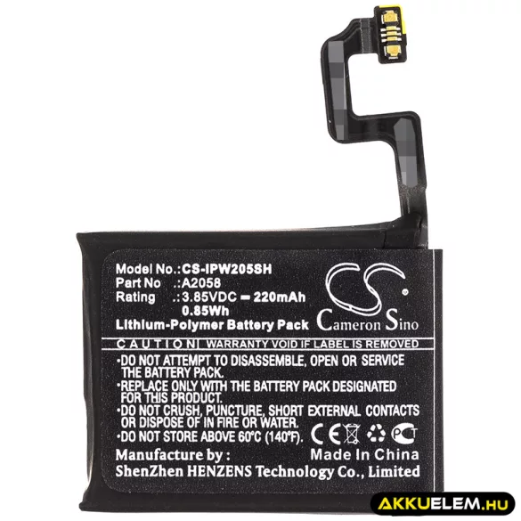 Utángyártott Apple Okosóra Li-Polymer akkumulátor 3.85V 220mAh A2058 - CameronSino