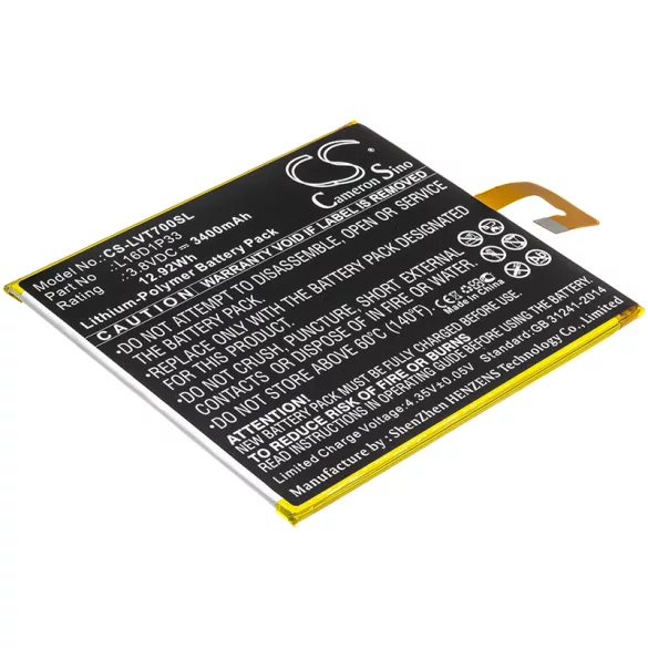 Utángyártott Lenovo Tablet Li-Polymer akkumulátor 3.8V 3400mAh L16D1P33 - CameronSino