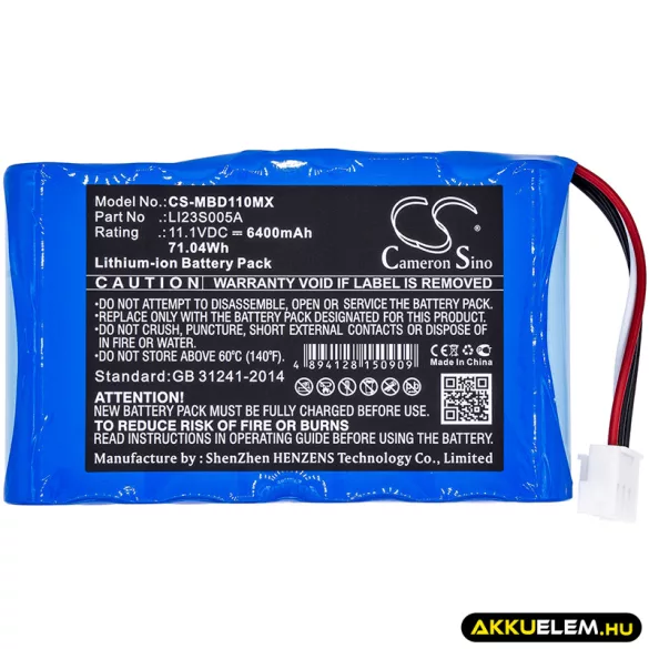Utángyártott Mindray Orvosi Li-ion akkumulátor 11.1V 6400mAh LI23S005A - CameronSino