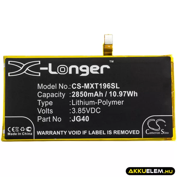 Utángyártott Motorola mobil Li-Polymer akkumulátor 3.85V 2850mAh JG40 - CameronSino