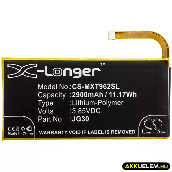 Utángyártott Motorola mobil Li-Polymer akkumulátor 3.85V 2900mAh JG30 - CameronSino
