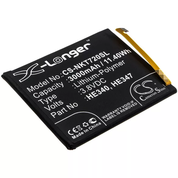 Utángyártott Nokia mobil Li-Polymer akkumulátor 3.8V 3000mAh HE340, HE347 - CameronSino