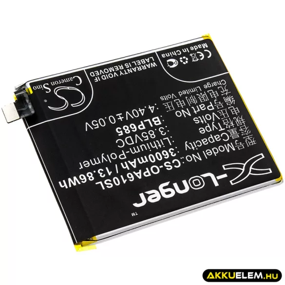 Utángyártott OnePlus mobil Li-Polymer akkumulátor 3.85V 3600mAh BLP685 - CameronSino