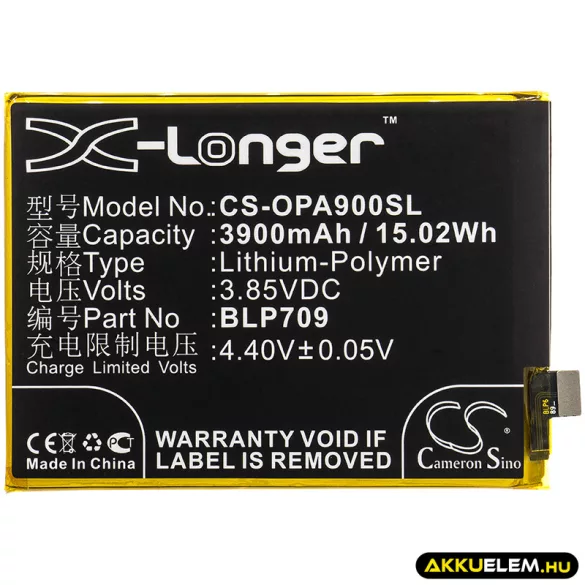 Utángyártott Oppo mobil Li-Polymer akkumulátor 3.85V 3900mAh BLP709 - CameronSino