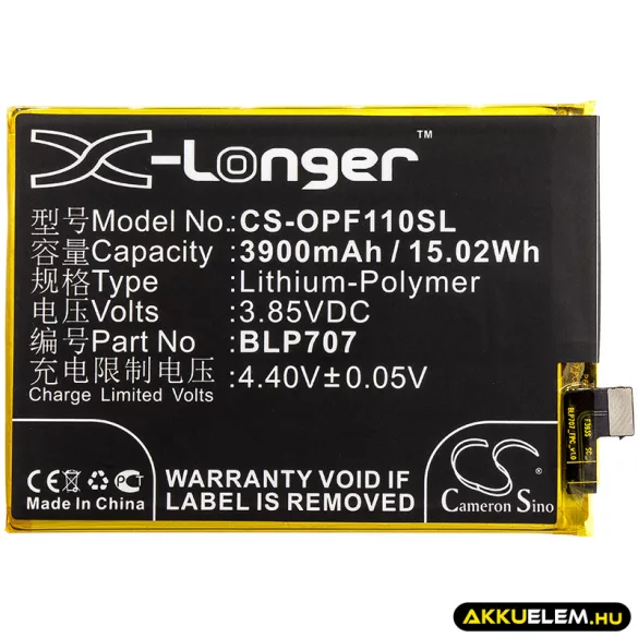 Utángyártott Oppo mobil Li-Polymer akkumulátor 3.85V 3900mAh BLP707 - CameronSino