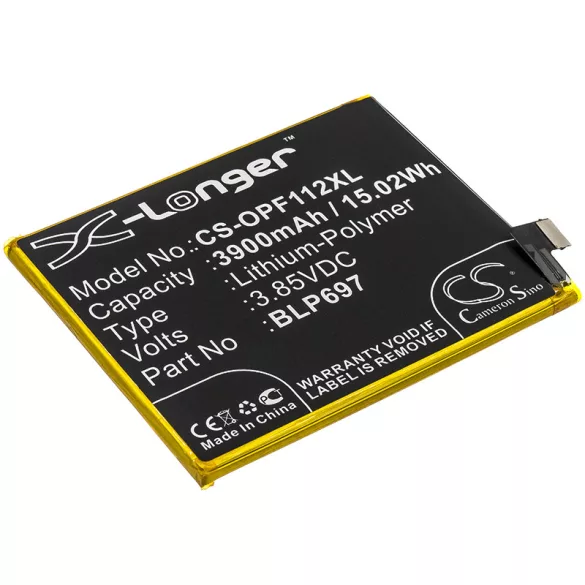 Utángyártott Oppo mobil Li-Polymer akkumulátor 3.85V 3900mAh BLP697 - CameronSino