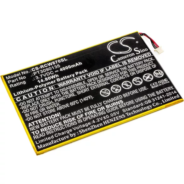 Utángyártott RCA Tablet Li-Polymer akkumulátor 3.7V 4000mAh PT3090135 - CameronSino