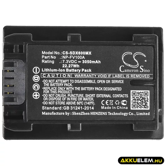 Utángyártott Sony Kamera Li-ion akkumulátor 7.3V 3050mAh NP-FV100A - CameronSino