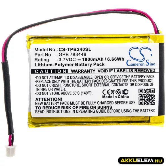 Utángyártott Telex Vezeték nélküli fejhallgató Li-Polymer akkumulátor 3.7V 1800mAh GPB 783448 - CameronSino