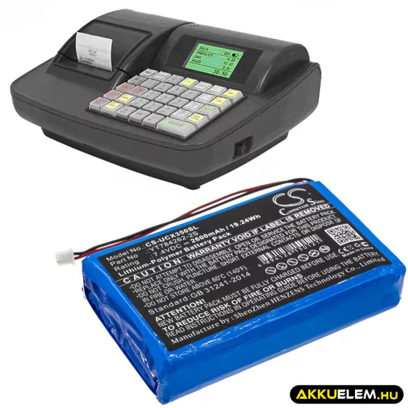 Utángyártott Uniwell Pénztárgép Li-Polymer akkumulátor 7.4V 2600mAh YT784262-2S - CameronSino