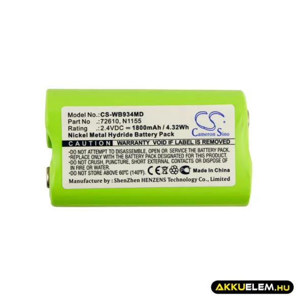 Utángyártott Welch-Allyn Orvosi Ni-MH akkumulátor 2.4V 1800mAh 72610, N1155 - CameronSino